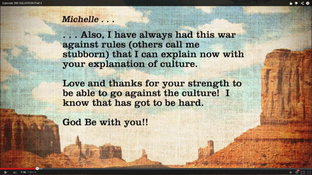 The email from Michelle read on the May 20, 2014 Heart of the Matter broadcast