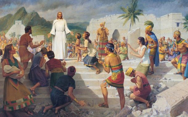 "Jesus Christ visits the Americas" by John Scott. It doesn't get much more Jewish than this does it folks? Especially the "Jewish" Temple in the background. 