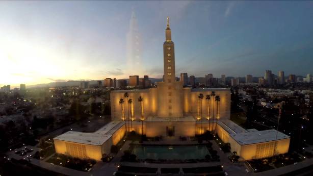 The Los Angeles, California LDS Church Temple at Sunset