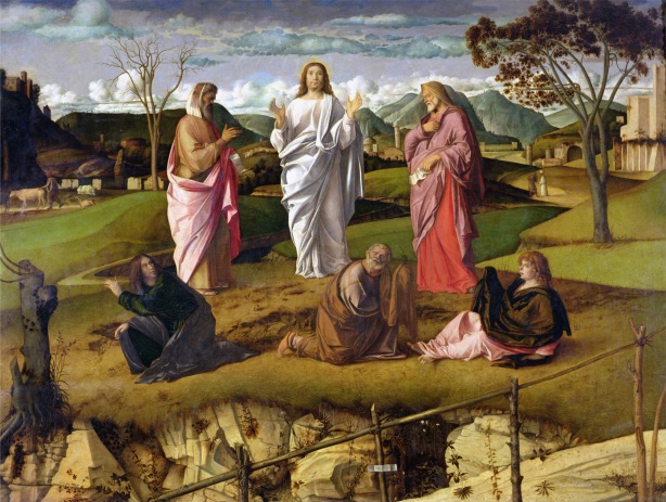 "The Transfiguration" by 1480 (oil on panel) by Bellini, Giovanni (c.1430-1516); 115x154 cm; Museo e Gallerie Nazionali di Capodimonte, Naples, Italy; Italian, out of copyright