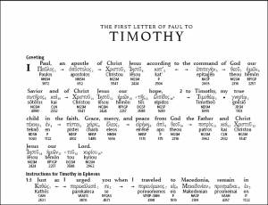 1 Timothy in a Greek Interlinear.