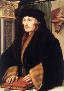Desiderius Erasmus in 1523 as depicted by Hans Holbein the Younger. Erasmus was responsible for the Textus Receptus. 